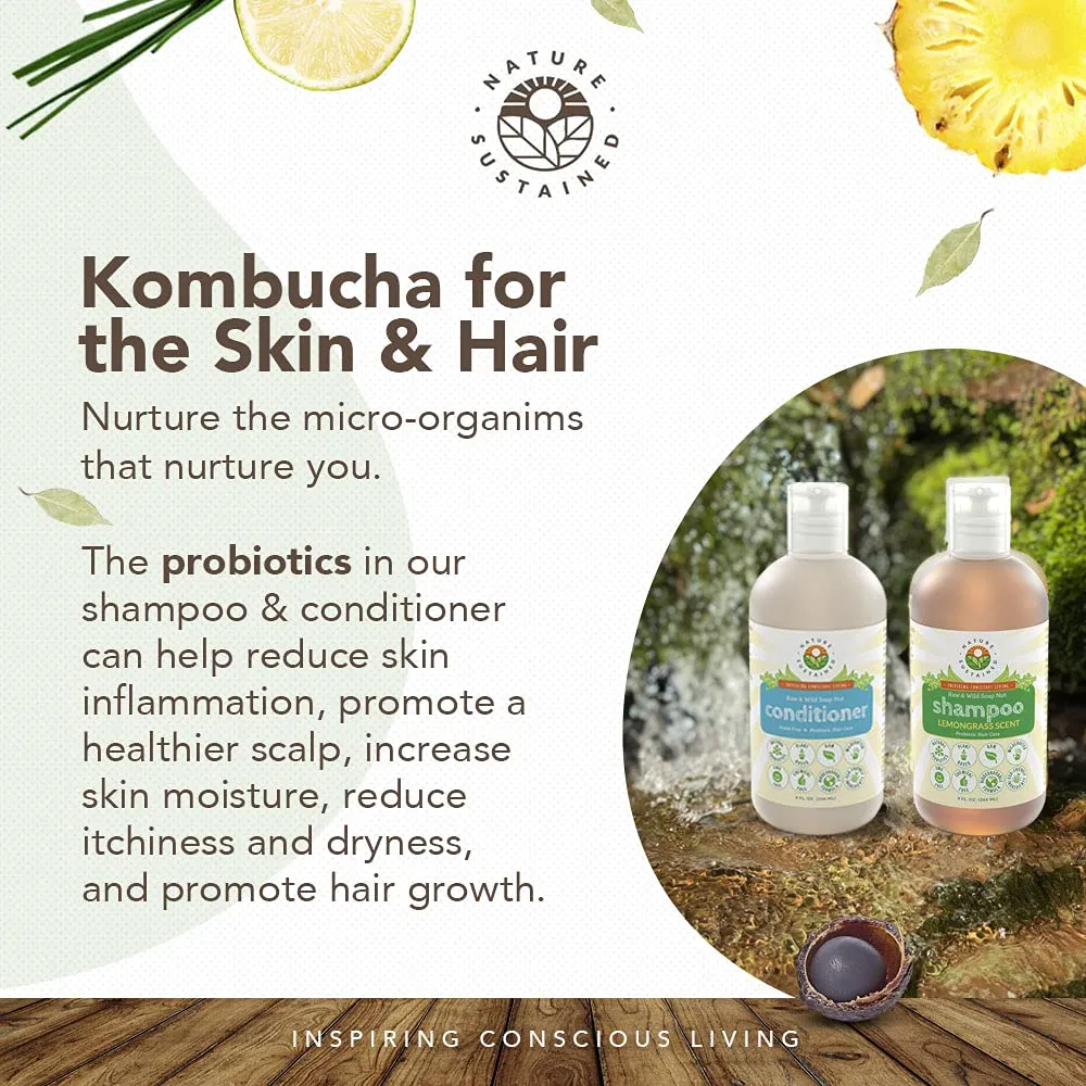 Pure, Sensitive Skin Shampoo & Conditioner Raw Probiotic Plant Formula (pH Balanced) for Sensitive Skin & Dry Hair - (9 Oz. Bottles) (Original, 2-Pack)