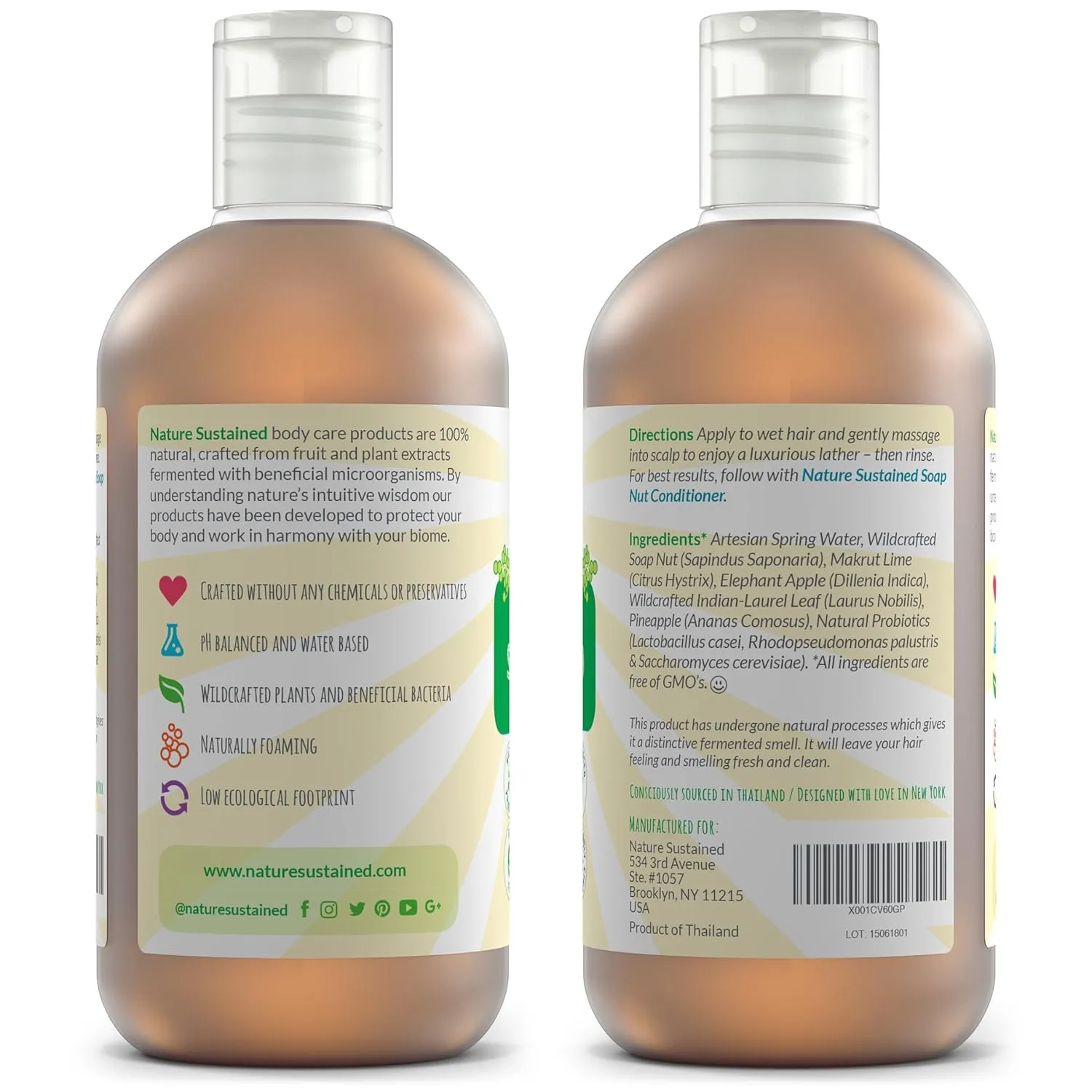 Pure, Sensitive Skin Shampoo & Conditioner Raw Probiotic Plant Formula (pH Balanced) for Sensitive Skin & Dry Hair - (9 Oz. Bottles) (Original, 2-Pack)