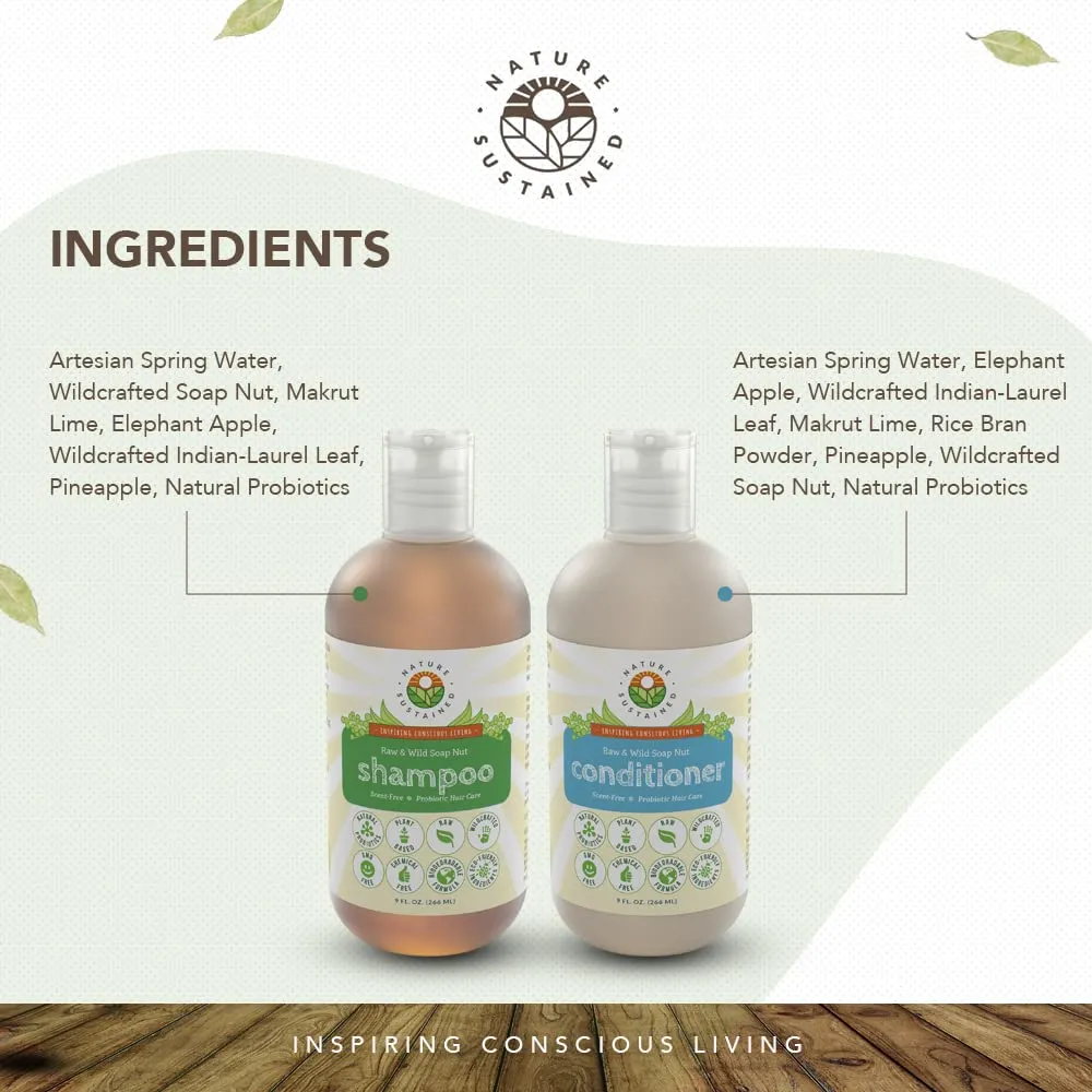Pure, Sensitive Skin Shampoo & Conditioner Raw Probiotic Plant Formula (pH Balanced) for Sensitive Skin & Dry Hair - (9 Oz. Bottles) (Original, 2-Pack)