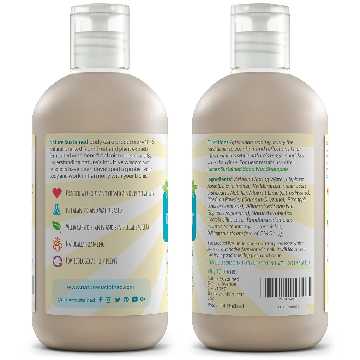 Pure, Sensitive Skin Shampoo & Conditioner Raw Probiotic Plant Formula (pH Balanced) for Sensitive Skin & Dry Hair - (9 Oz. Bottles) (Original, 2-Pack)