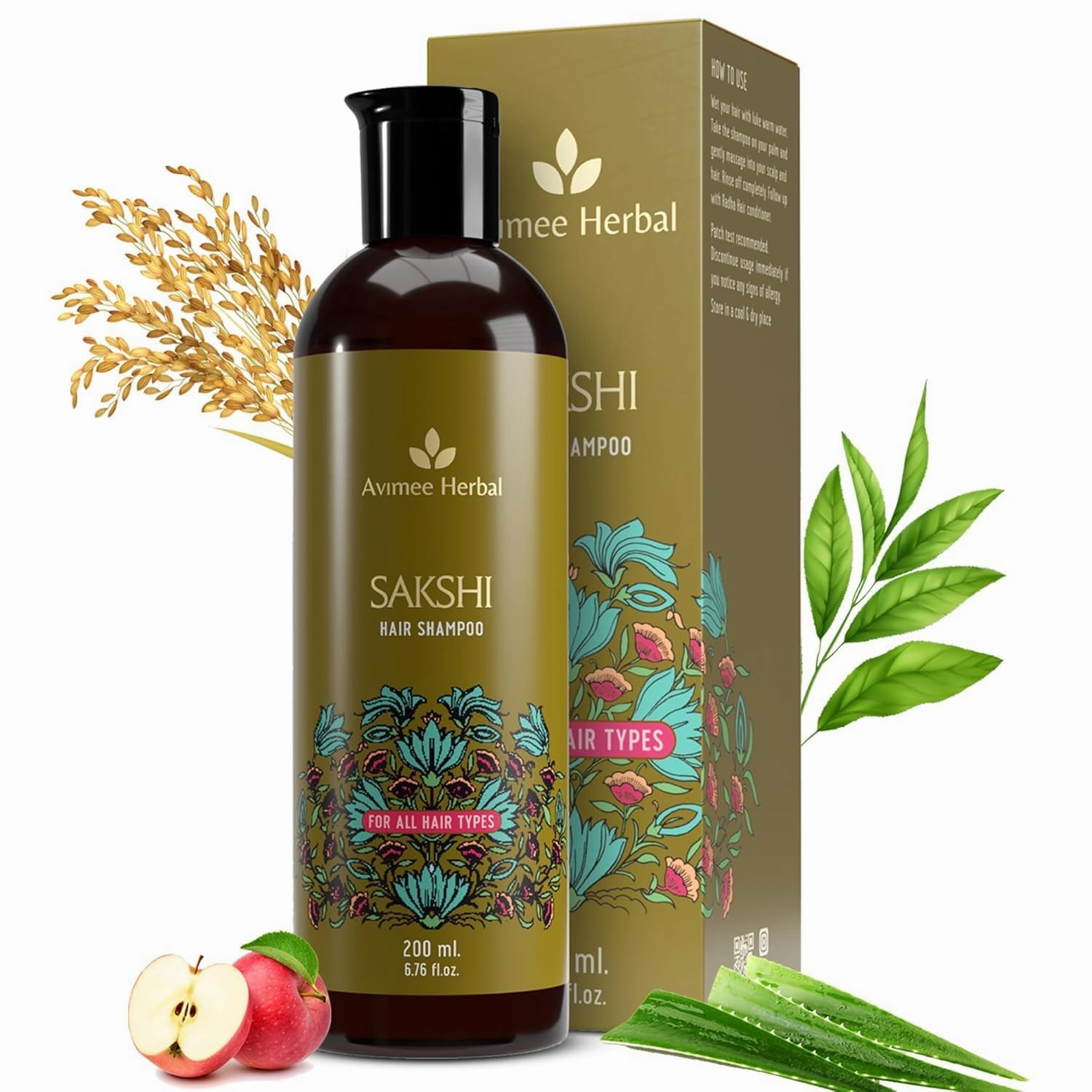 Pure Herbal Sakshi Hair Shampoo | Deep Cleaning Shampoo | With Aloe Vera, Apple Cider Vinegar, Rice Protein & Tea Tree Oil | SLES Free | 200 mL