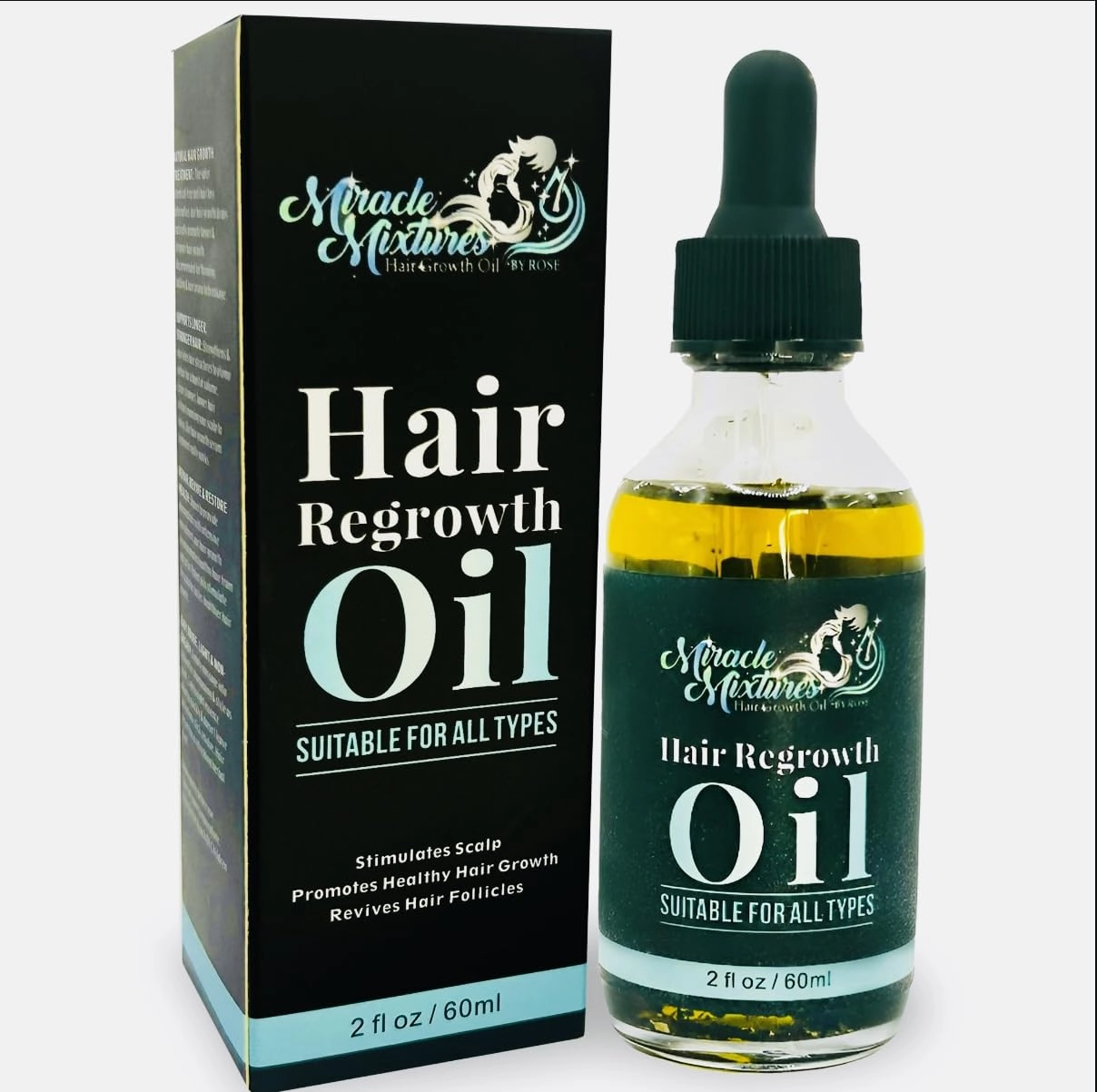 Pure Organic Hair Growth Oil – 100% Natural Rosemary and Castor Oil Hair Growth Serum, Treatment for Hair & Scalp, Alopecia - Rosemary, Jojoba, Peppermint, Ginger, Vitamin E, Grape Seed Oils (2 Oz)