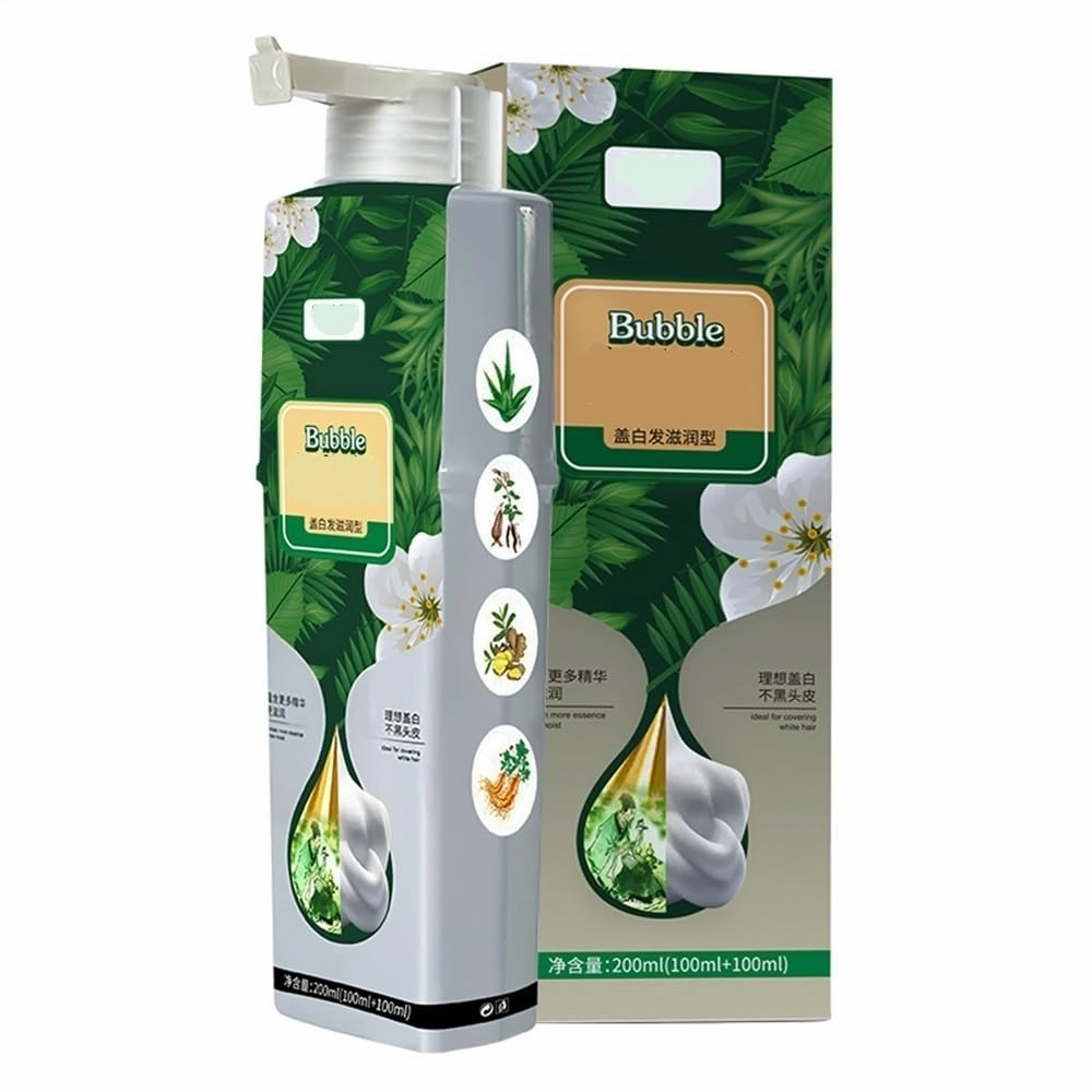 Pure Plant Extract For Grey Hair Color Bubble Dye, Lazy Bubble Hair Dye, Dyeing Foam Shampoo In A Variety Of Colors. (Color : Natural black)