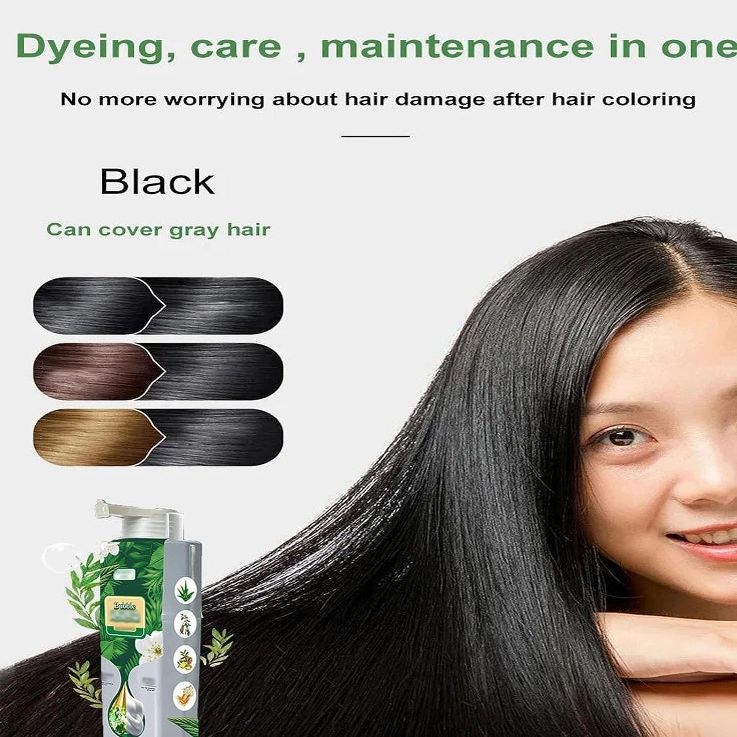 Pure Plant Extract For Grey Hair Color Bubble Dye, Lazy Bubble Hair Dye, Dyeing Foam Shampoo In A Variety Of Colors. (Color : Natural black)