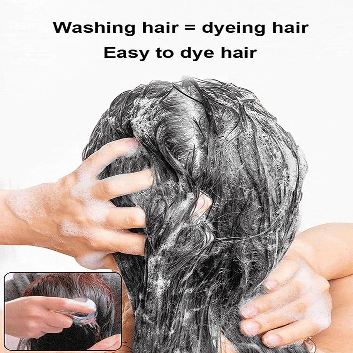 Pure Plant Extract For Grey Hair Color Bubble Dye, Lazy Bubble Hair Dye, Dyeing Foam Shampoo In A Variety Of Colors. (Color : Natural black)