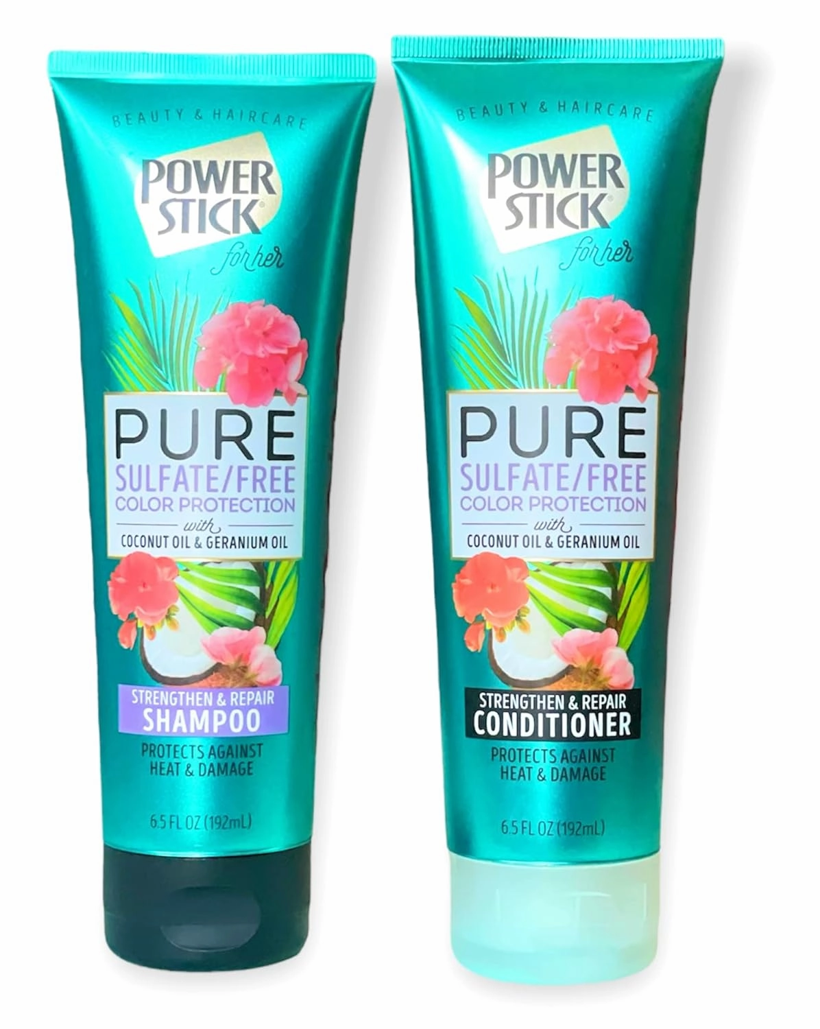 Pure Sulfate Free 6.5oz Color Protection Shampoo & Conditioner with Cocon t Oil & Geranium Oil Detangling Brush