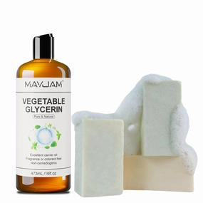 Pure Vegetable Glycerin for Skin,Crafts,Face,Hair Large 16 oz No Palm Oil Natural liquid Glycerine Makeup Remover Body Oil Massage Oil Plant Oil Bath Body Soap Variety Soap Pack 3 Bars