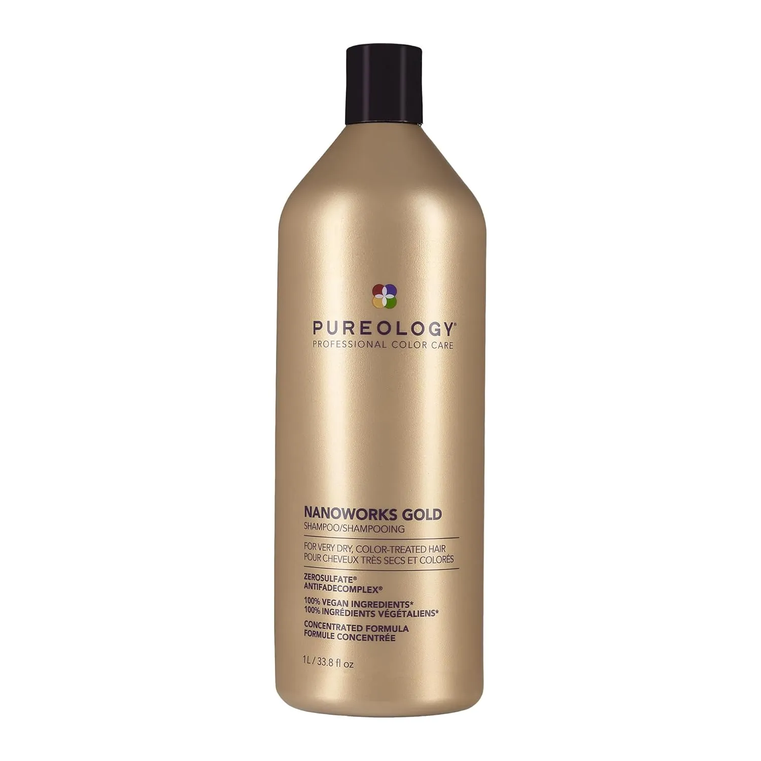 Pureology Nanoworks Gold Shampoo - For Very Dry and Color-Treated Hair, Renews Softness & Shine, Sulfate-Free & Vegan