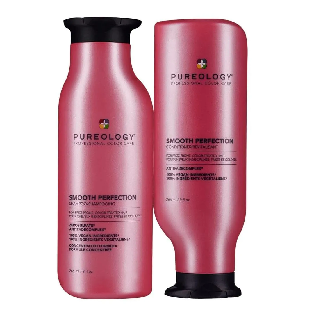 Pureology Smooth Perfection Shampoo & Conditioner Set - For Frizz-Prone Color Treated Hair, Sulfate-Free