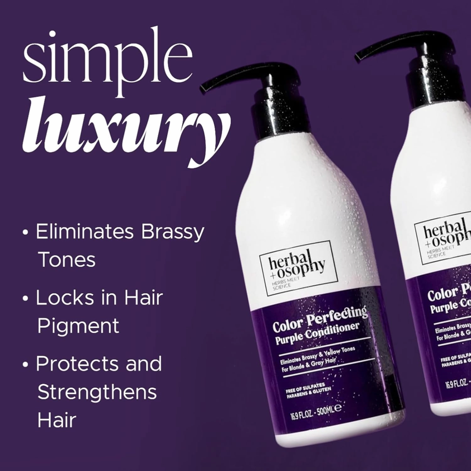 Purple with Cocos Nucifera Oil Shampoo & Conditioner Set, Gluten-free, Sulfate-free, Paraben-free