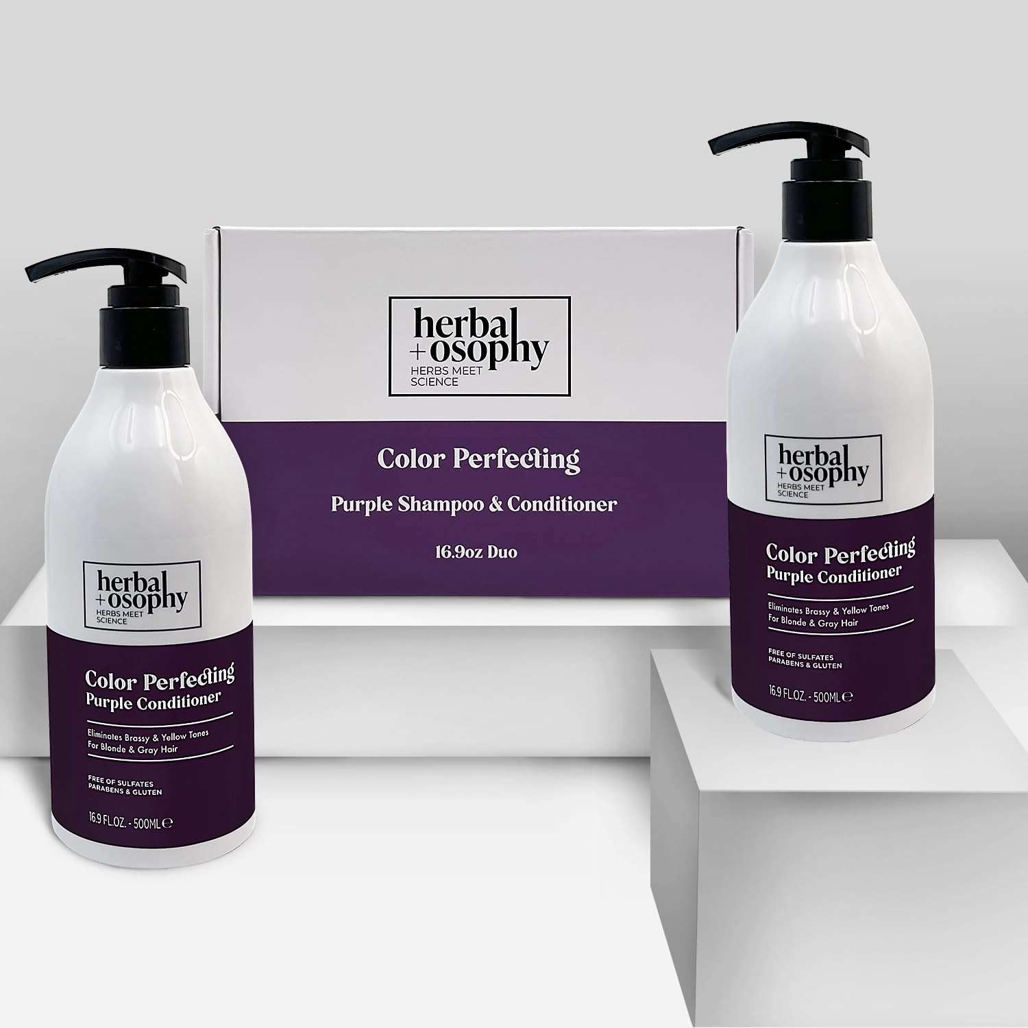 Purple with Cocos Nucifera Oil Shampoo & Conditioner Set, Gluten-free, Sulfate-free, Paraben-free
