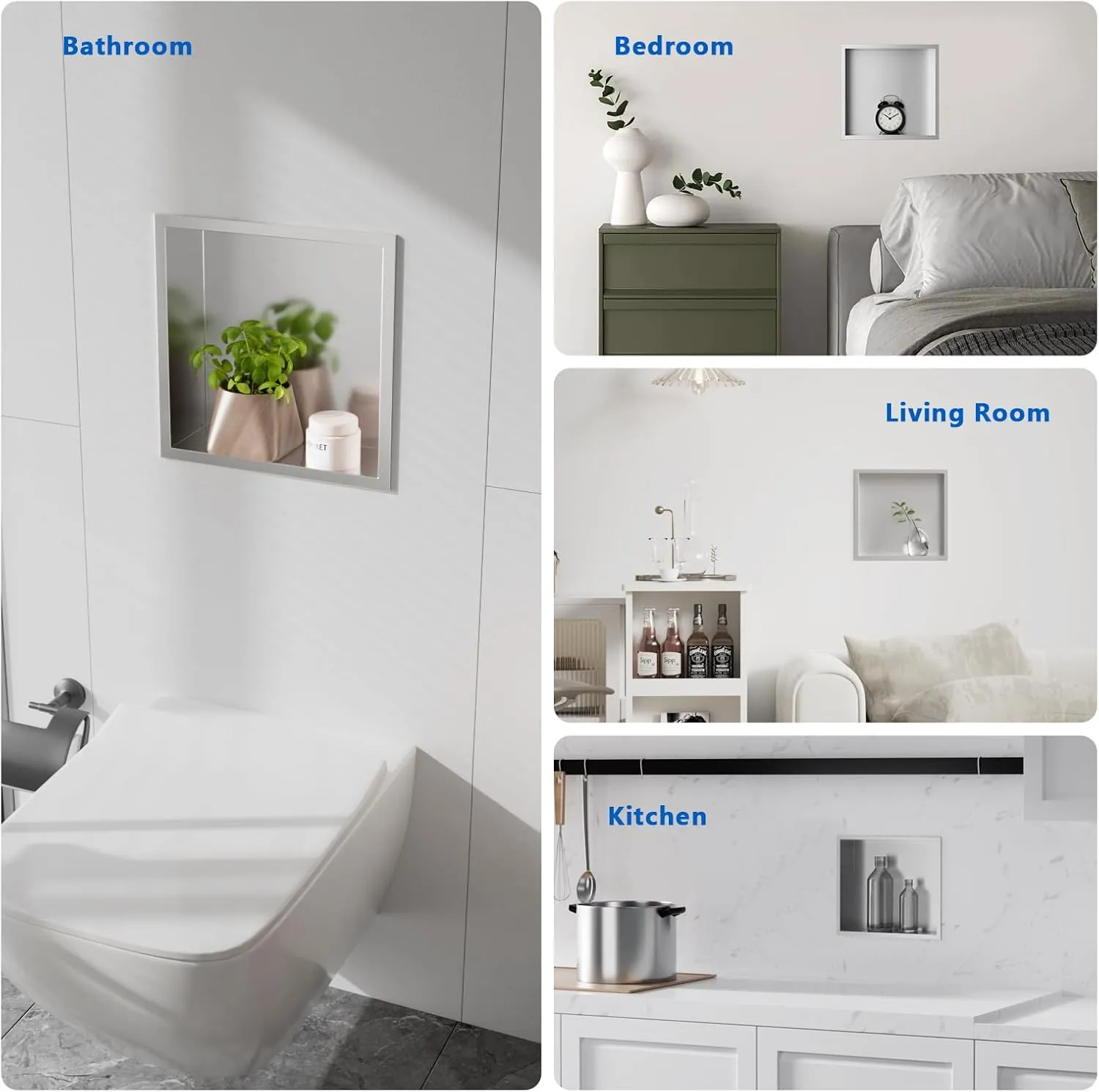 QAOYEDE Stainless Steel Shower Niche, 12"x12" Niche for Shower Wall No Tile Needed, Recessed Shower Shelf for Bathroom Storage, Brushed Nickel