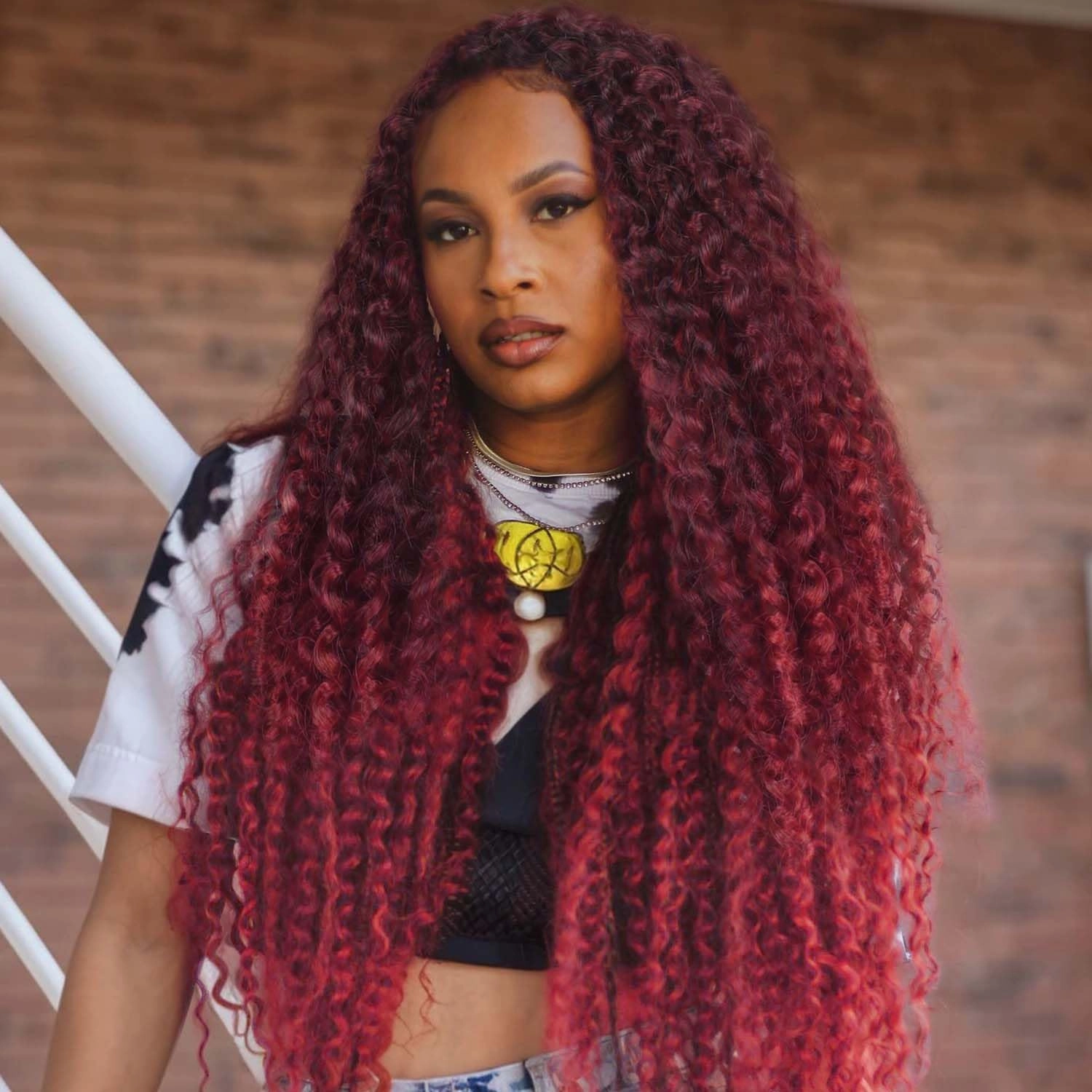 Quantum Love Kinky Curly Crochet Hair Short Marlybob Jerry Curly Ombre Red Hair Extension for Black Women Short Passion Twist Synthetic Hair Extension (6 Pack 18 Inches)