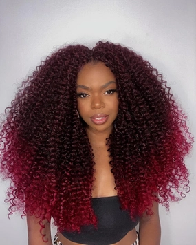 Quantum Love Kinky Curly Crochet Hair Short Marlybob Jerry Curly Ombre Red Hair Extension for Black Women Short Passion Twist Synthetic Hair Extension (6 Pack 18 Inches)