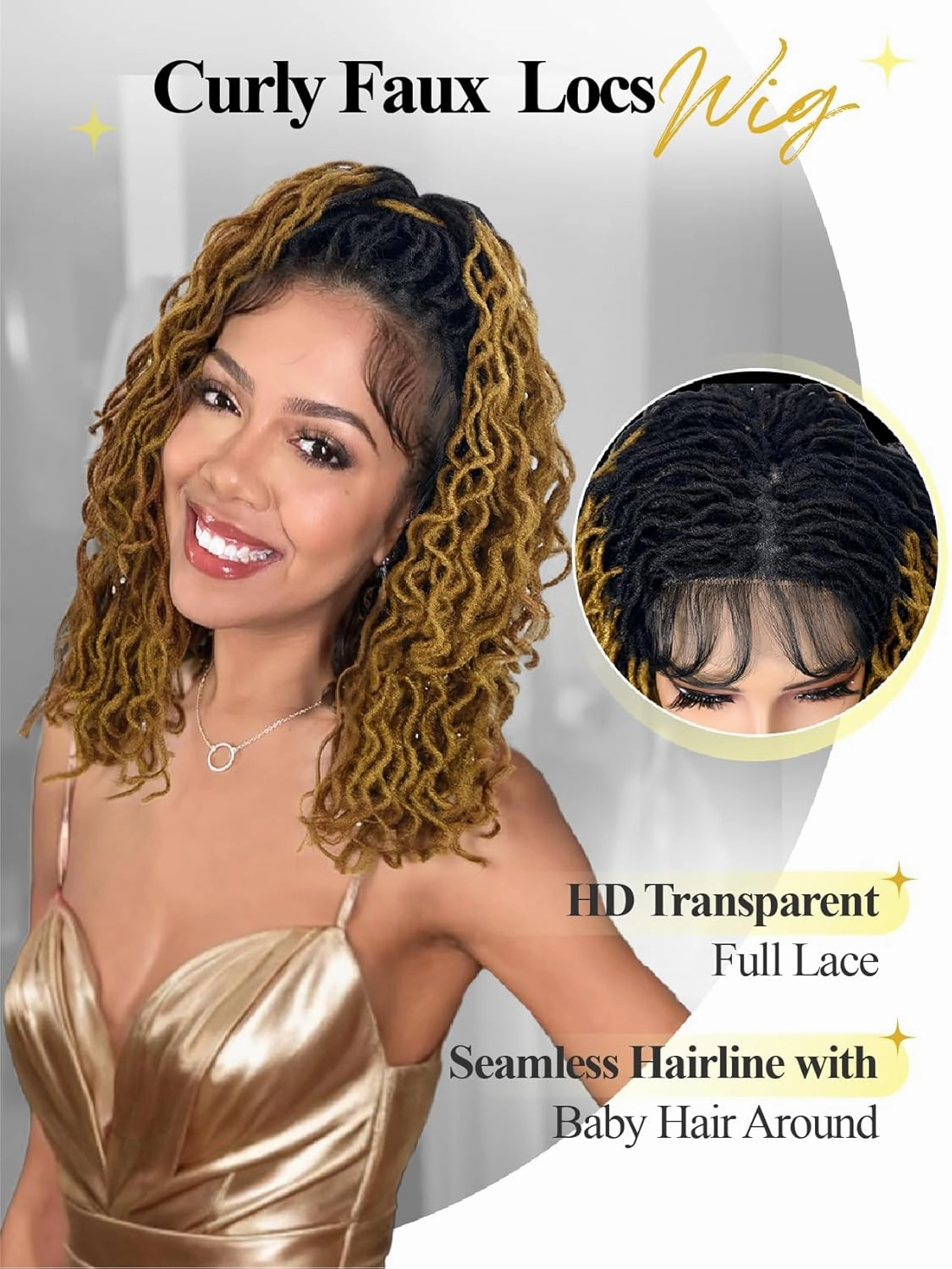 Quick Wig Full Lace Faux Locs Wig Short Curly Dreadlock Wig with Baby Hair Afro Curly Braided Wig for Black Women Pre-Plucked Twist Braid Wigs Synthetic Short Twist Wig (14Inches, 1B/27#)