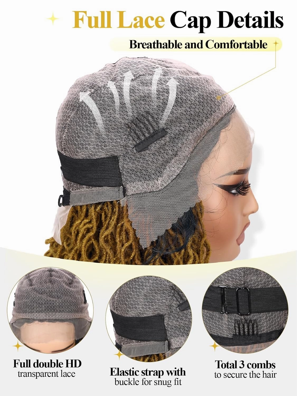 Quick Wig Full Lace Faux Locs Wig Short Curly Dreadlock Wig with Baby Hair Afro Curly Braided Wig for Black Women Pre-Plucked Twist Braid Wigs Synthetic Short Twist Wig (14Inches, 1B/27#)