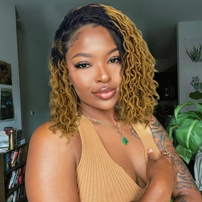 Quick Wig Full Lace Faux Locs Wig Short Curly Dreadlock Wig with Baby Hair Afro Curly Braided Wig for Black Women Pre-Plucked Twist Braid Wigs Synthetic Short Twist Wig (14Inches, 1B/27#)