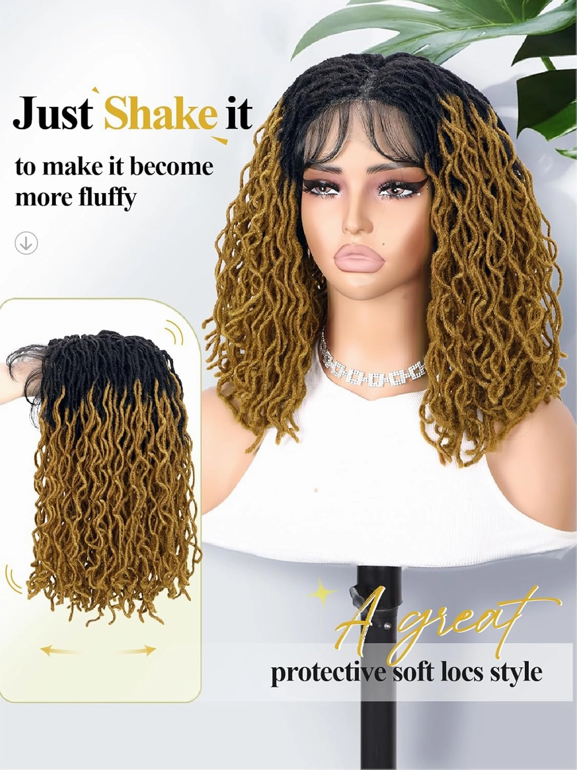 Quick Wig Full Lace Faux Locs Wig Short Curly Dreadlock Wig with Baby Hair Afro Curly Braided Wig for Black Women Pre-Plucked Twist Braid Wigs Synthetic Short Twist Wig (14Inches, 1B/27#)