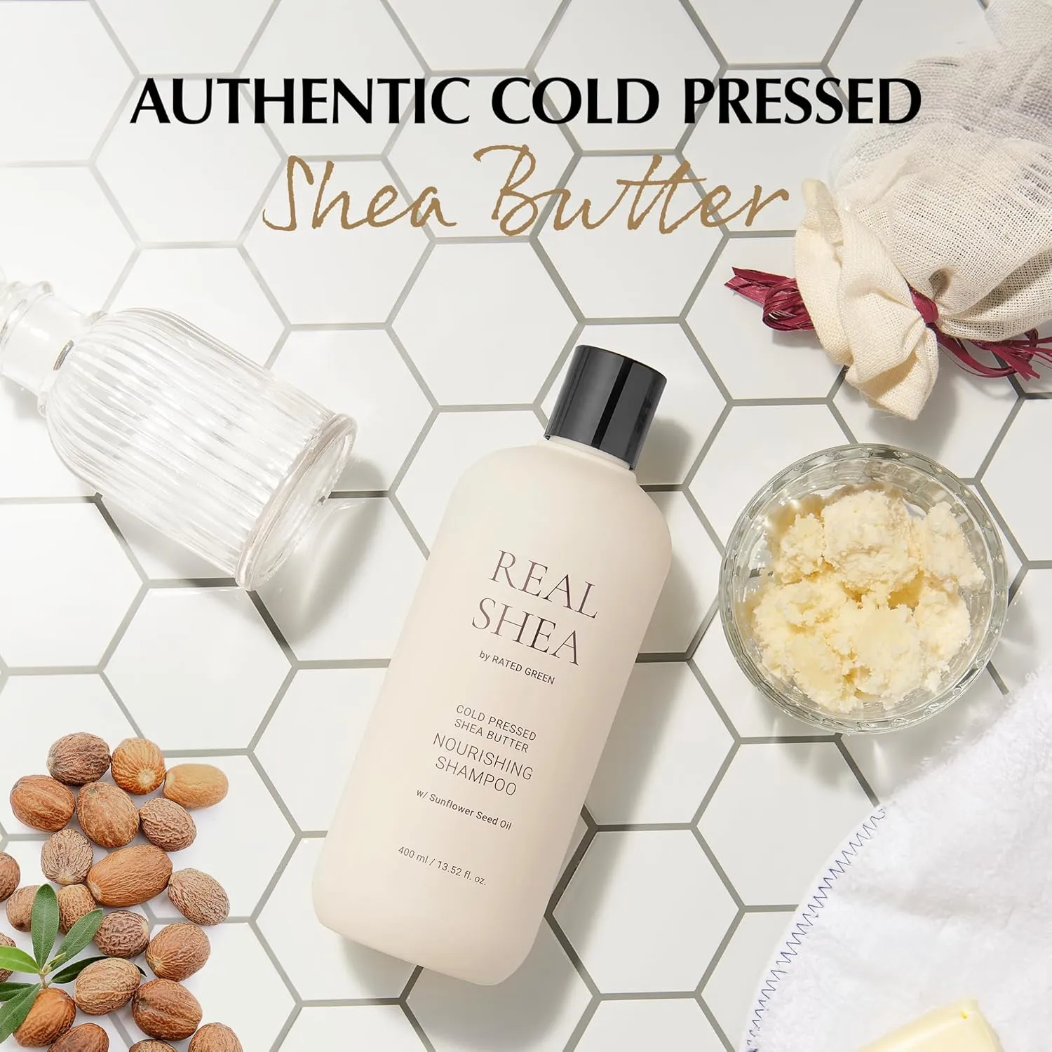 RATED GREEN REAL SHEA Nourishing Shampoo | Sunflower Oil-Infused, Moisturizing Shampoo for Dry, Damaged Hair | Preservative & Chemical Free | Moist-Boosting 13.52 Fl Oz