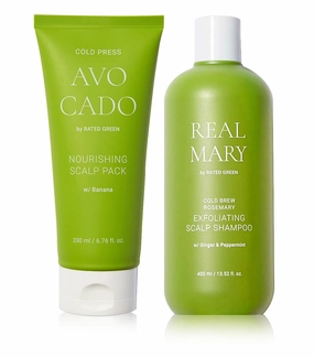 Rated Green Real Mary Exfoliating and Nourishing Scalp Pack Bundle - Deep Cleans, Refreshes, For All Hair Types, Especially Oily Tresses