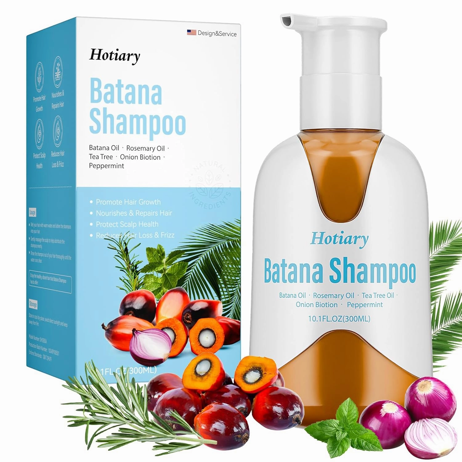 Raw Batana Oil Shampoo for Hair Growth Dr. Sebi, Organic Batana Oil Hair Loss Shampoo with Rosemary Oil, Onion, Biotin, Caffeine, Tea Tree Oil, Nourishing Repair Damage Hair for Men & Women