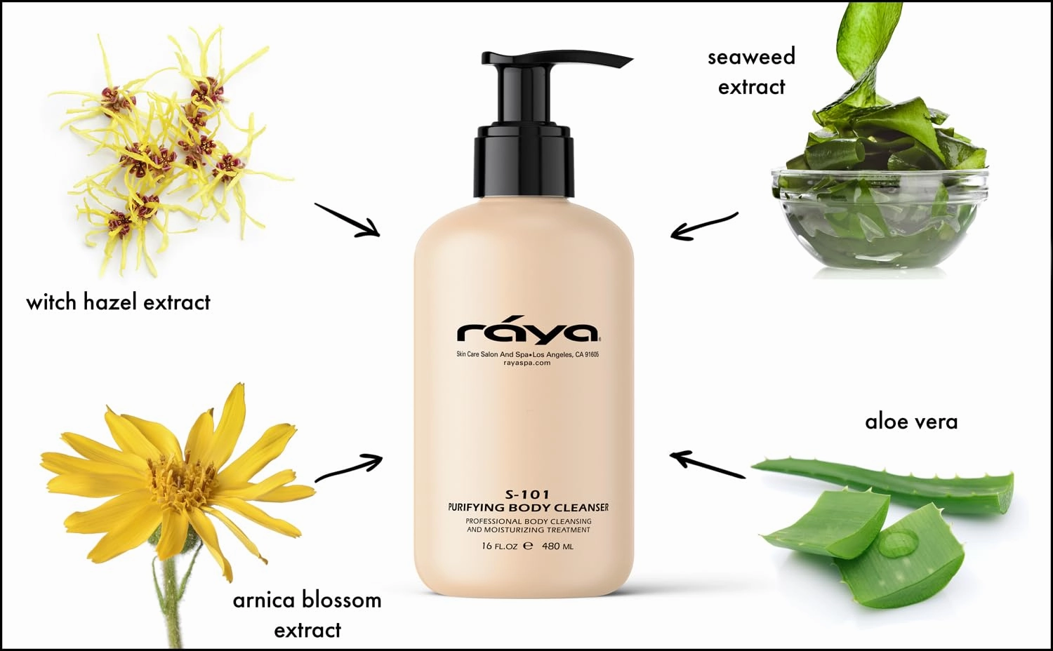 Raya Purifying Body Cleanser 16 oz (S-101) | Gentle Body Wash | Softens and Nourishes | Can Be Used as a Conditioning Hair and Scalp Shampoo | Great for All Skin