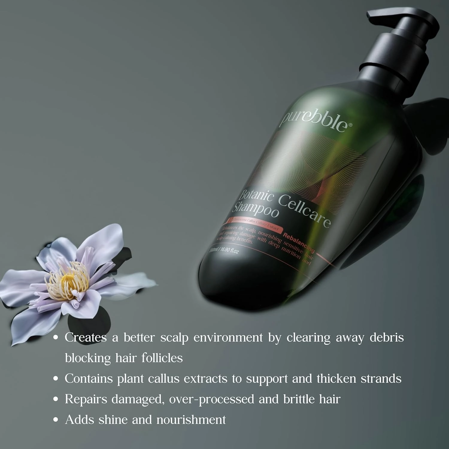Rebalancing Botanic Cellcare Shampoo 500ml, 16.90 fl oz | Sulfate-Free, Paraben-Free and Color-Safe | pH Balancing