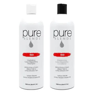 Red Color Depositing Shampoo & Conditioner 33.8 Oz. Brightens and Tones Color Faded Hair Prevent Color Fade & Extend Color Service on Color Treated Hair Semi Permanent Hair Dye