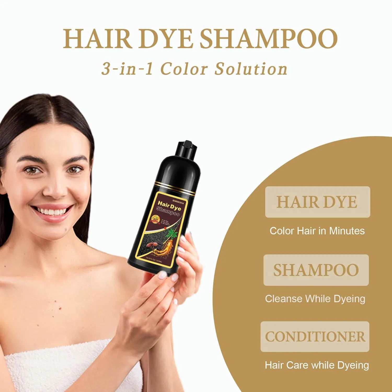 Red Hair Dye Shampoo 3 in 1, Hair Color Shampoo for Women Men, Long Lasting Red Hair Dye, Champu Para Pintar el Cabello, Works in Minutes, Easy to Use, 16.90 Fl Oz