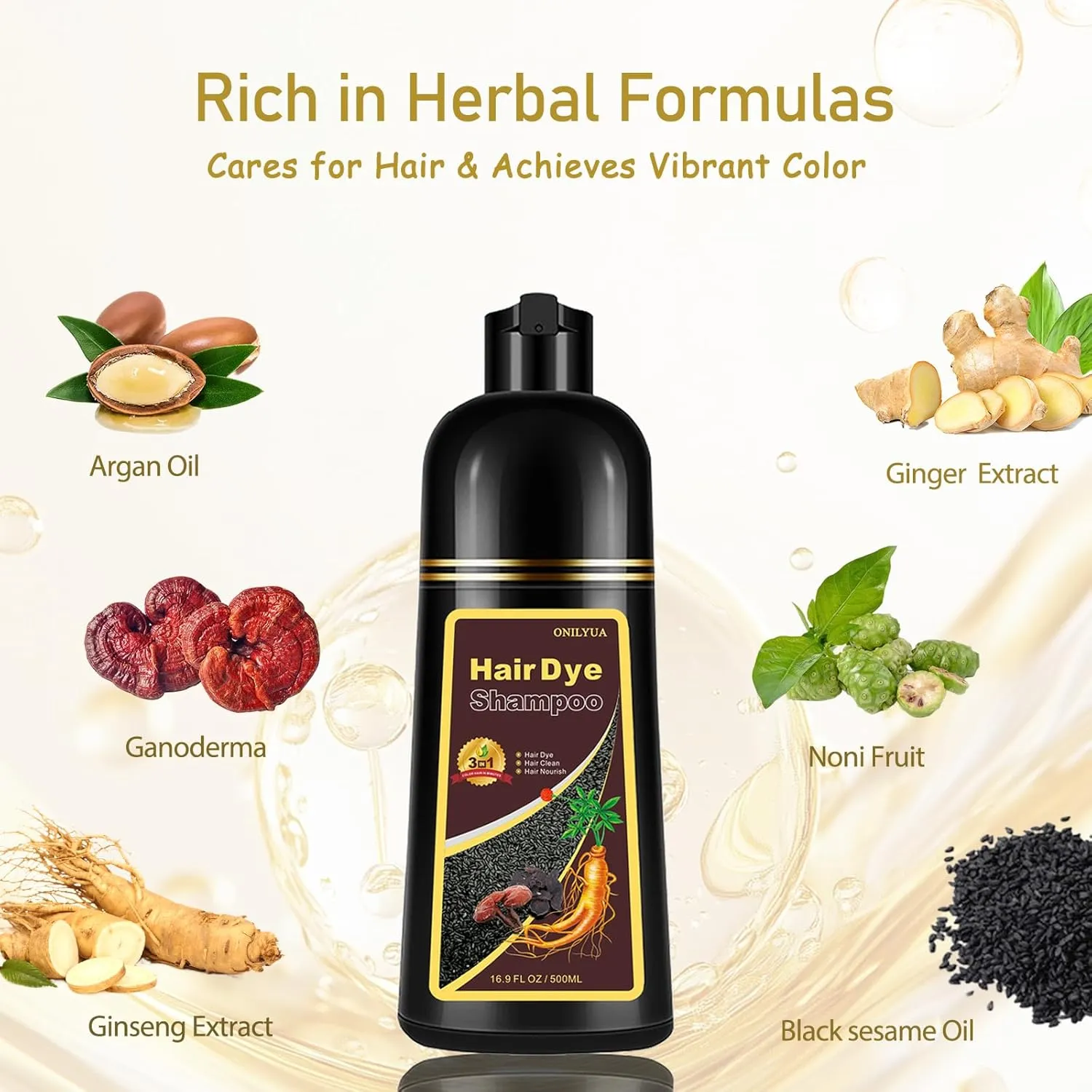 Red Hair Dye Shampoo 3 in 1, Hair Color Shampoo for Women Men, Long Lasting Red Hair Dye, Champu Para Pintar el Cabello, Works in Minutes, Easy to Use, 16.90 Fl Oz
