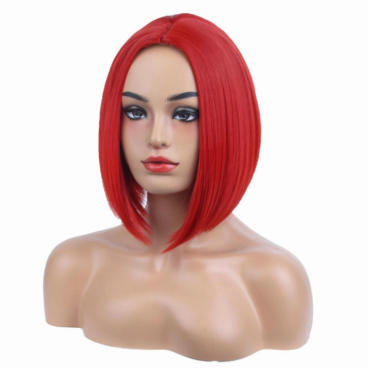 Red Short Wig Straight Bob Hair Wigs for Women Girls Synthetic Heat Resistant Halloween Costume Party Wig with Wig Cap