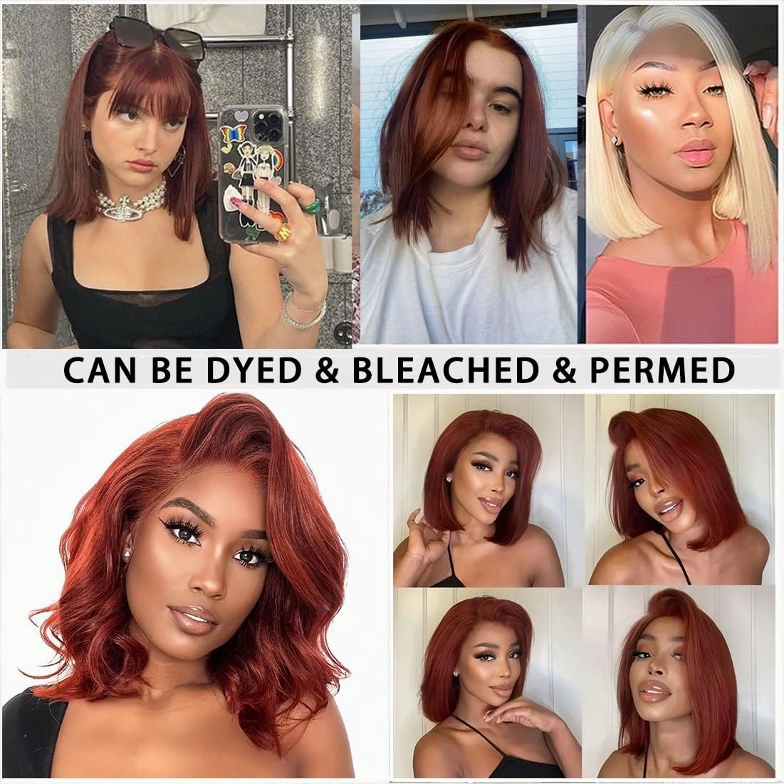Reddish Brown Short Bob Wig Human Hair Glueless Wigs Human Hair Pre Plucked 10inch Reddish Brown Lace Front Wigs Human Hair Straight Lace Front Bob Wig 13x4 Lace Frontal Wig Human Hair 180% Density