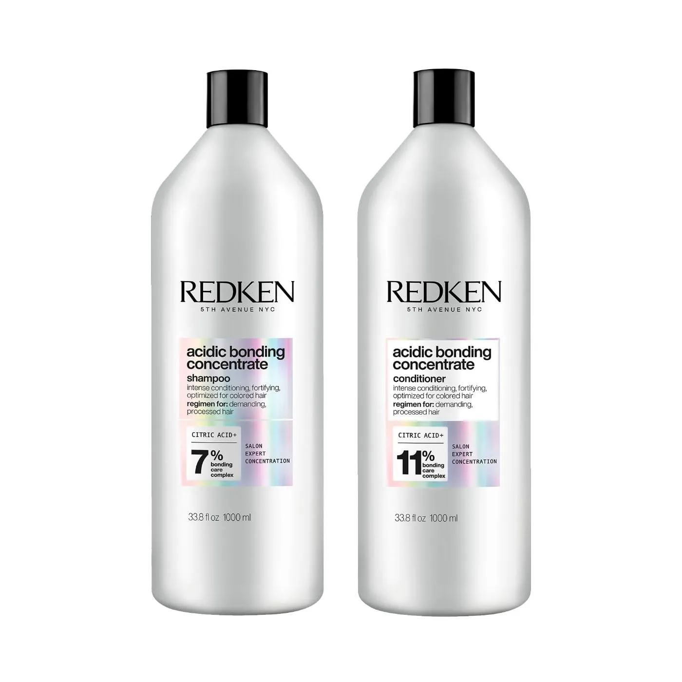 Redken Acidic Bonding Concentrate Shampoo & Conditioner Set For Damaged and All Hair Types - Repair and Strengthen Weak Hair Bonds With Citric Acid
