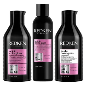 Redken Acidic Color Gloss Sulfate-Free Shampoo, Conditioner, and Glossing Treatment Set For Color-Treated Hair - Preserves Color Vibrancy and Extends Shine With Citric Acid & Apricot Oil