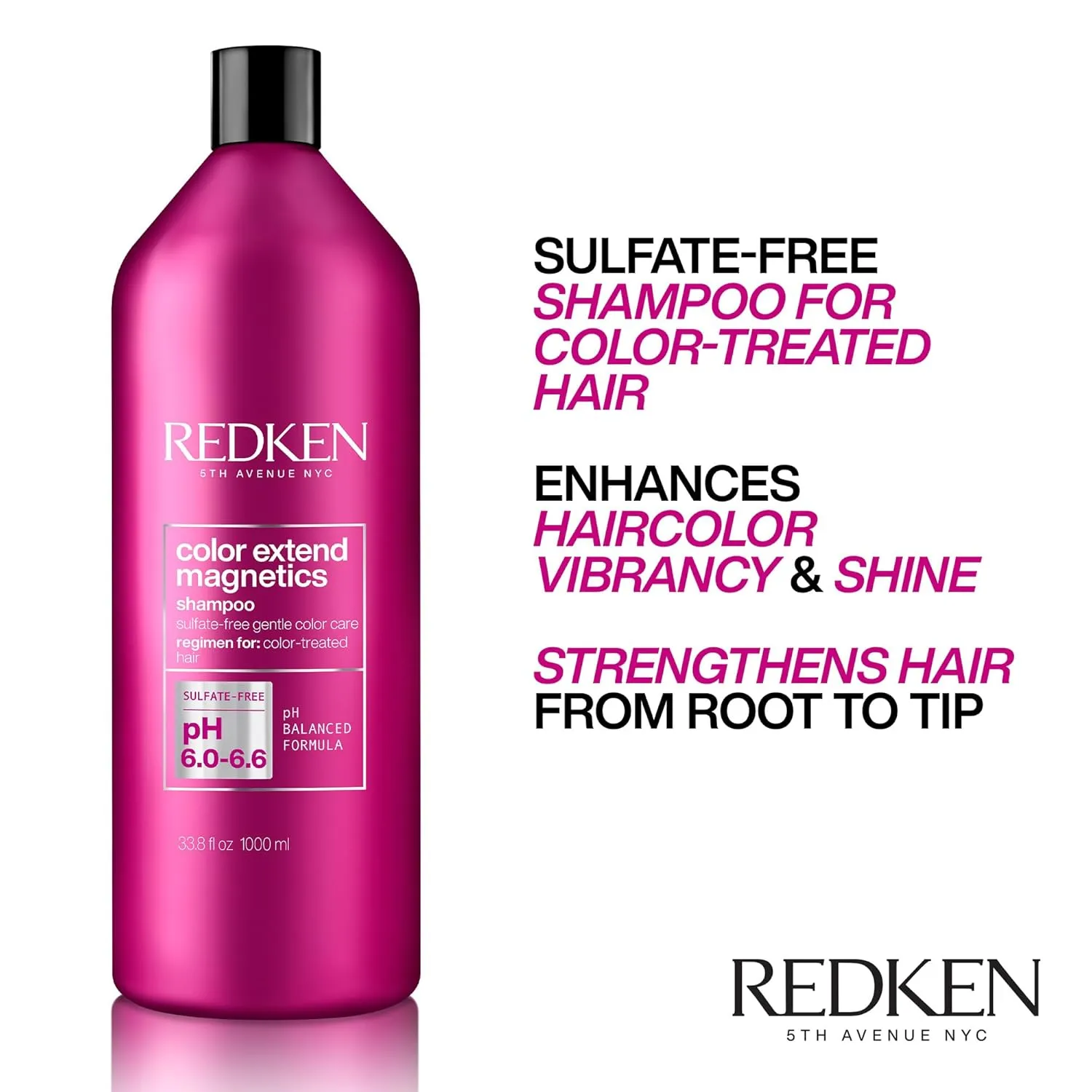 Redken Color Extend Magnetics Shampoo For Color-Treated Hair - Gently Cleanses & Protects Color, With Amino Acid, Sulfate-Free Shampoo