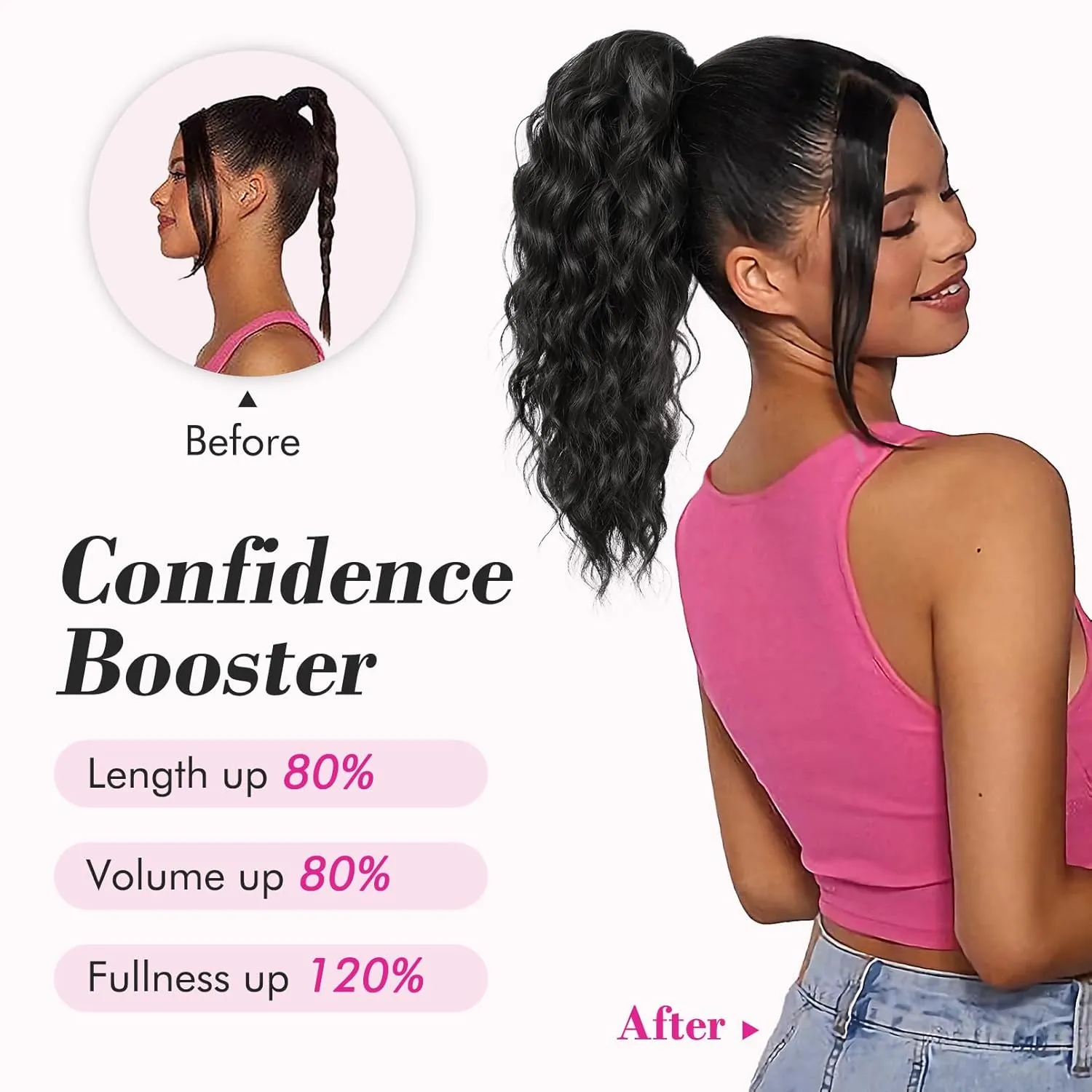 REECHO 14" Ponytail Extension, Short Claw Multi Layered Clip on Ponytail Extension Fake Pony Tails Natural Soft Wavy Clip in Hair Extensions Synthetic Hairpiece HP002 - Ash Blonde with Golden Ends