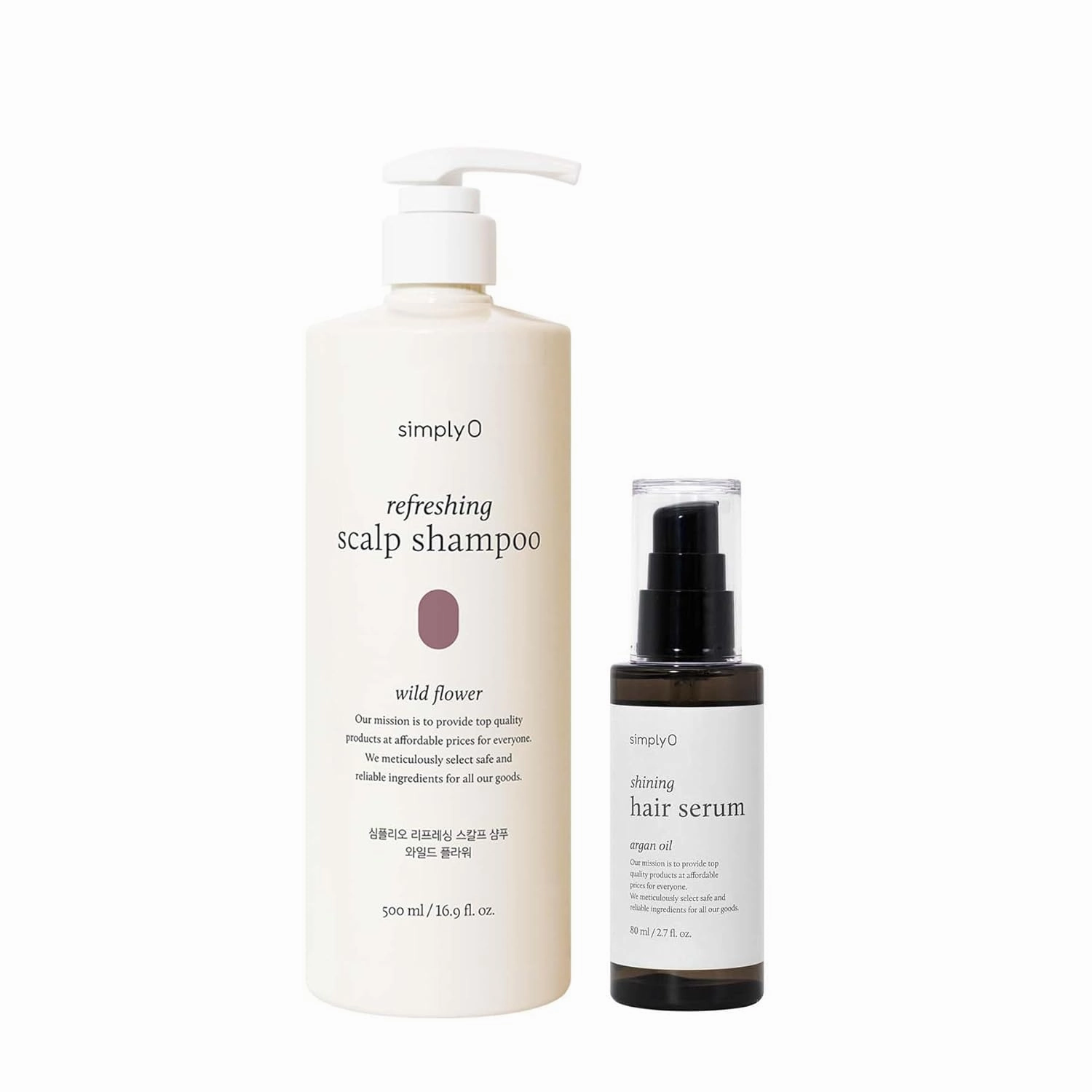 Refreshing Scalp Shampoo Wild Flower 16.9 fl oz and Shining Hair Serum 2.7 fl oz with Biotin & Argan Oil, Sulfate-Free, Vegan, Cruelty-Free