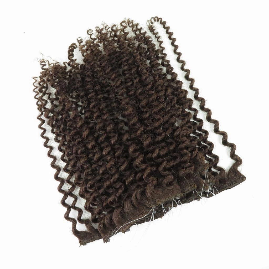 Remeehi 10"-16" One Step Weft Invisible Wire Hair Extensions Mirco Loop Human Hair Extensions Clip in Hair Extensions 7 Pieces Curly Wave 60g for Thinning or Fine Hair 16 inch 613# Blonde