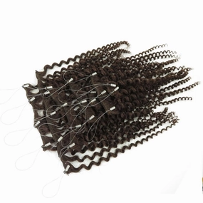 Remeehi 10"-16" One Step Weft Invisible Wire Hair Extensions Mirco Loop Human Hair Extensions Clip in Hair Extensions 7 Pieces Curly Wave 60g for Thinning or Fine Hair 16 inch 613# Blonde