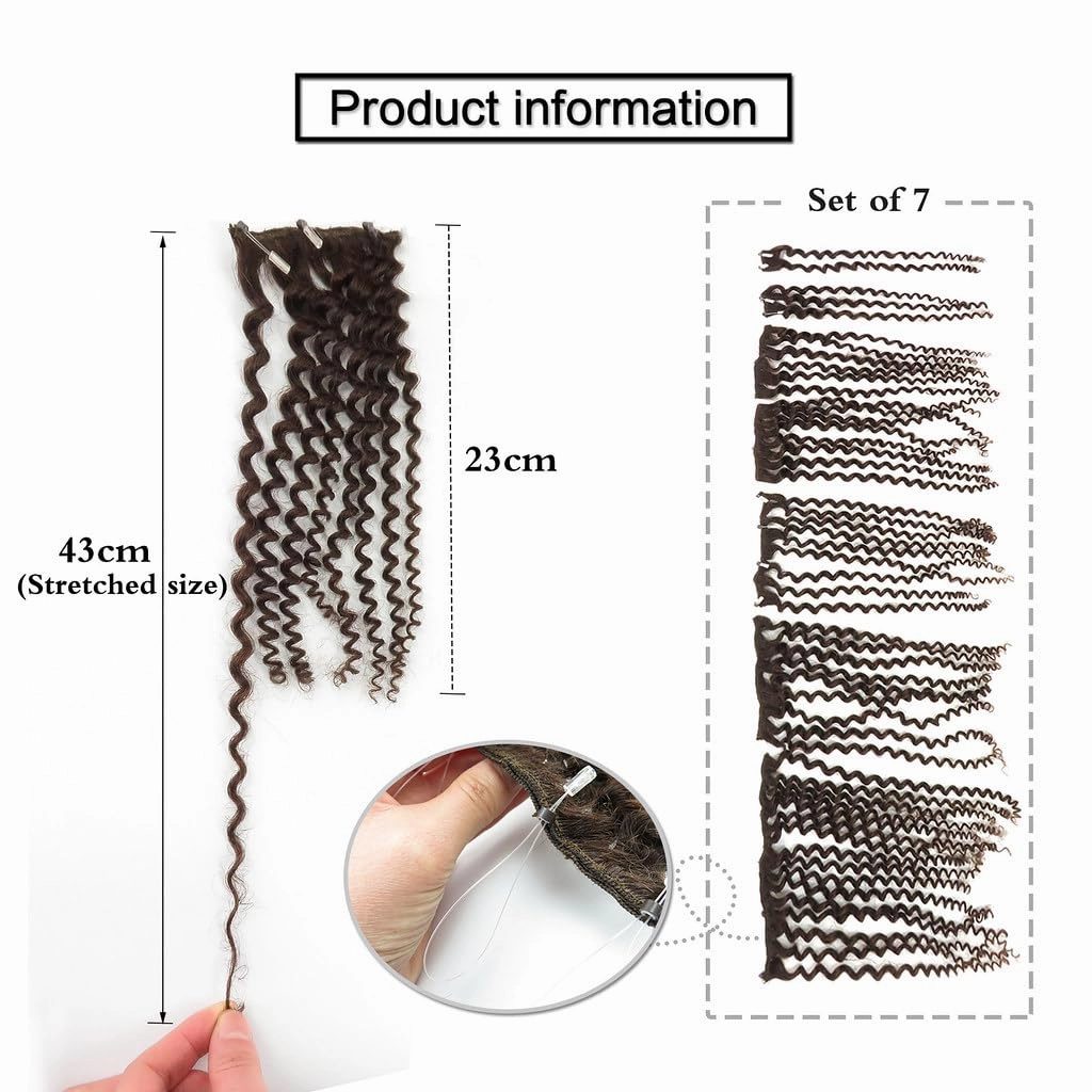 Remeehi 10"-16" One Step Weft Invisible Wire Hair Extensions Mirco Loop Human Hair Extensions Clip in Hair Extensions 7 Pieces Curly Wave 60g for Thinning or Fine Hair 16 inch 613# Blonde