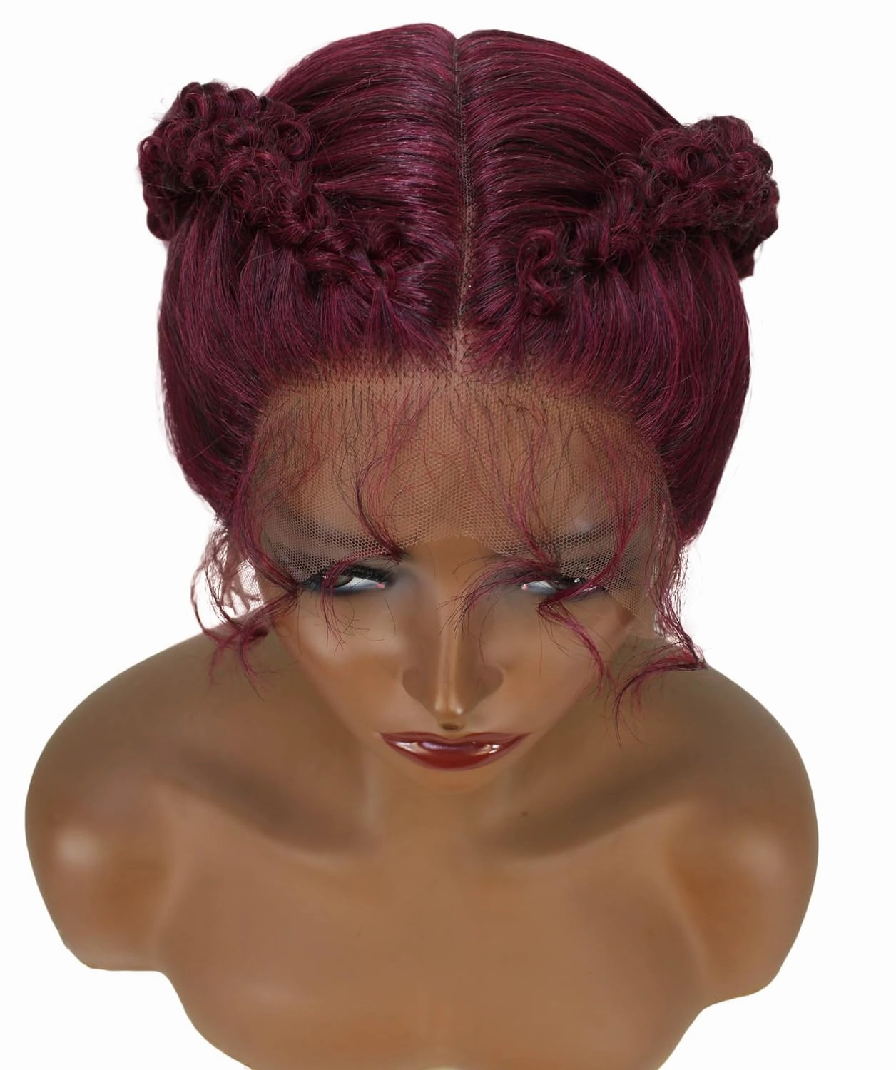 Renee 27-inches ½Lace Part French Butterfly Lace Braided Wig, Heat Resistant Fiber,Multiple Color Options BLB-0157 (Burgundy)