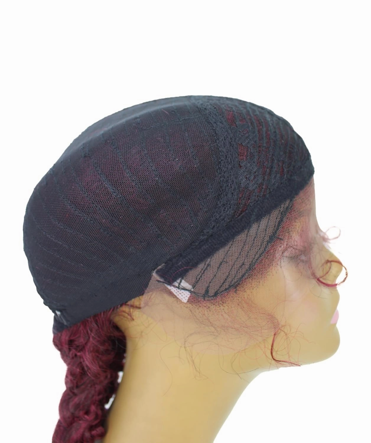 Renee 27-inches ½Lace Part French Butterfly Lace Braided Wig, Heat Resistant Fiber,Multiple Color Options BLB-0157 (Burgundy)