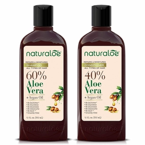 Repairs & Moistures Shampoo   Conditioner - 100% Vegan Formula Infused with Aloe Vera Gel   Argan Oil, EcoFriendly, Cruelty Free, No Parabens, No Silicones, No Sulfates - 24 fl oz