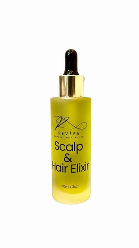REVERE SCALP & HAIR ELIXIR, Scalp Tonic, Follicle Stimulator, Plant Based, Hair Growth, Natural Hair Treatment oil,4 Ingredients Only,Coconut Oil, Rosemary, Fenugreek, Black Seed, 2oz,Handmade,