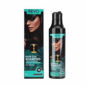 REVO Hair Dye Shampoo 300ml, Gray Coverage, Ammonia-Free, 15-Minute Application, Men & Women Instant Hair Dye Shampoo, Natural-Looking Long-Lasting Results, Easy-to-Use Dark Brown