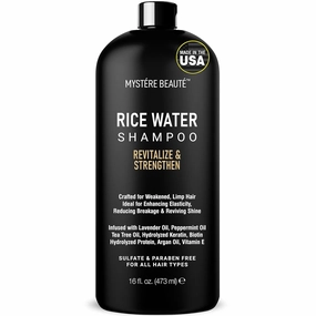 Rice Water Shampoo - Rice Shampoo, Promotes Hair Growth, Revitalizes, Shines and Sheilds from Damage, Infused with Essential Oils, Sulfate & Paraben Free - for Men Women - 16 fl oz
