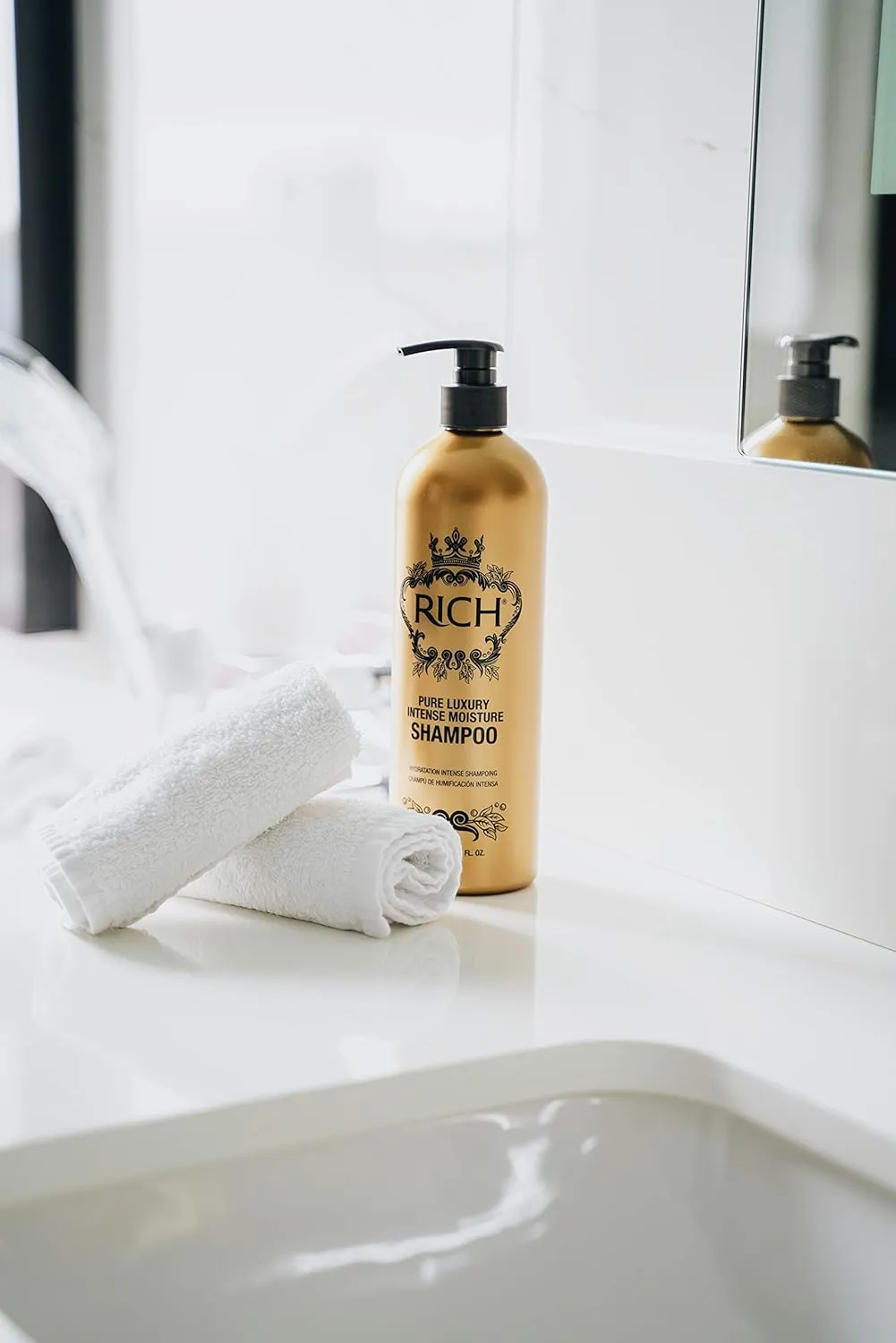RICH Pure Luxury Intense Moisture Shampoo with Marula Oil & Cherry Blossom Extract for All Hair Types - Smoothing & Hydrating - Prevents Breakage, Heat Damage & Frizz - 25.36 Oz.
