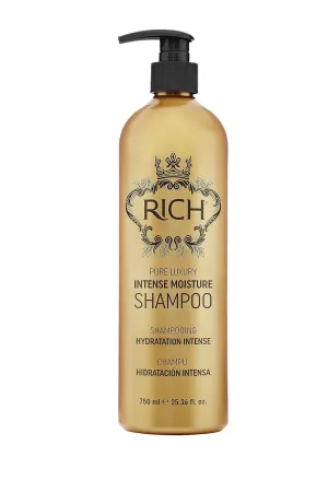 RICH Pure Luxury Intense Moisture Shampoo with Marula Oil & Cherry Blossom Extract for All Hair Types - Smoothing & Hydrating - Prevents Breakage, Heat Damage & Frizz - 25.36 Oz.