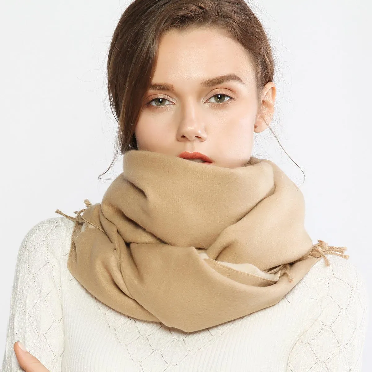 RIIQIICHY Pashmina Shawls and Wraps for Evening Dresses Scarfs for Women Fall Winter Travel Blanket Scarf Large Warm Scarves
