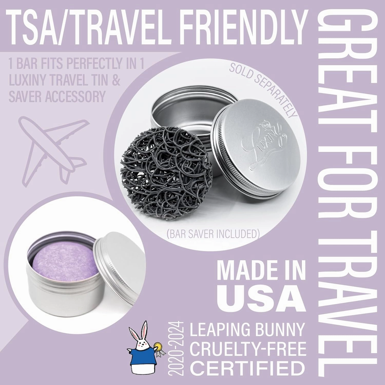 Rosemary Lavender Volumizing Shampoo Bar, Vegan, Sulfate-Free, Made in the USA, with Rice Protein for Fine Hair, Eco-Friendly, Plastic-Free, Up to 60 Washes